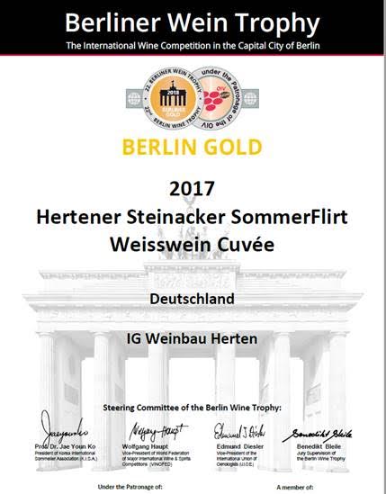 Goldmedaille für den SummerFlirt bei der Berliner Wein Trophy 2018